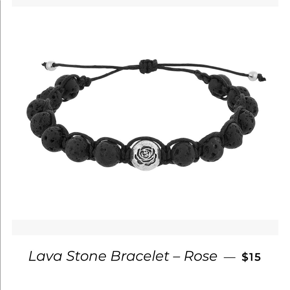 Annie LeBling Lava Stone Bracelet with Rose